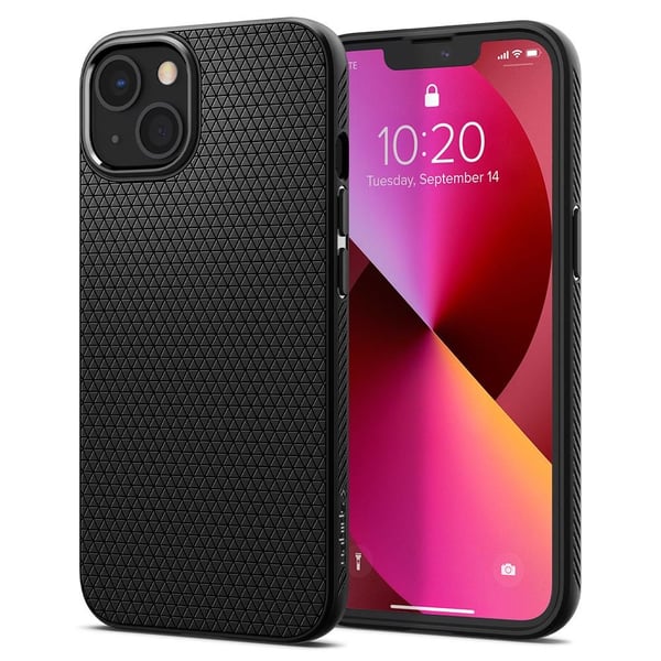 Spigen Liquid Air - Baksidedeksel for mobiltelefon - termoplast-polyuretan (TPU) - matt svart - for Apple iPhone 13