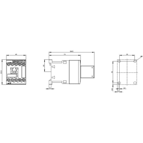 Siemens 3RT2016-1QB41 teho-ohjain, 3 sulkevaa kosketinta, 690 V/AC, 1 kpl, 58 mm, 50 mm, 61,5 mm, 120,5 mm, 300 g, 1 kpl