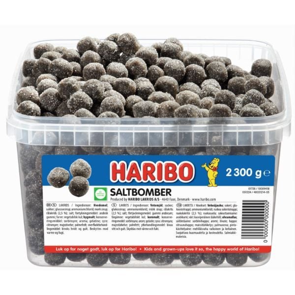 Haribo Saltbomber 2,3 kg i plasthink