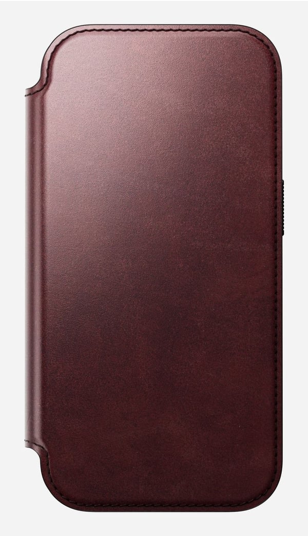 Nomad Modern Leather Folio-deksel til iPhone 17 Pro, MagSafe, burgunder