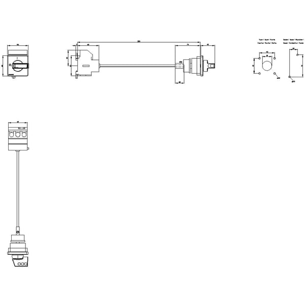 Siemens lastbryter, svart, 3-polet, 35 mm², 63 A, 690 V/AC, 3LD25170TK11, 3P, IP65, 91 mm, 116 mm, 453 mm, 101 mm