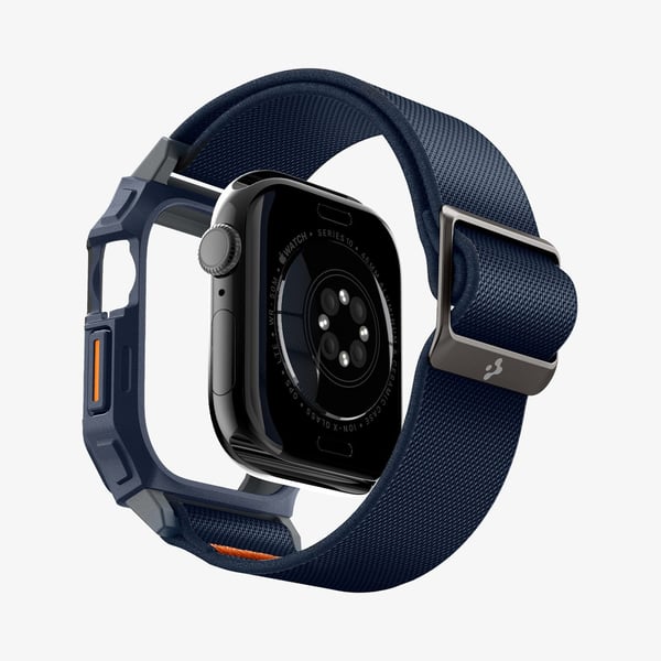 Spigen Lite Fit Pro, Kotelo + hihna, Älykello, Laivasto, Apple, Apple Watch 10 (46mm), Polyesteri, Termoplastinen polyuretaani (TPU)