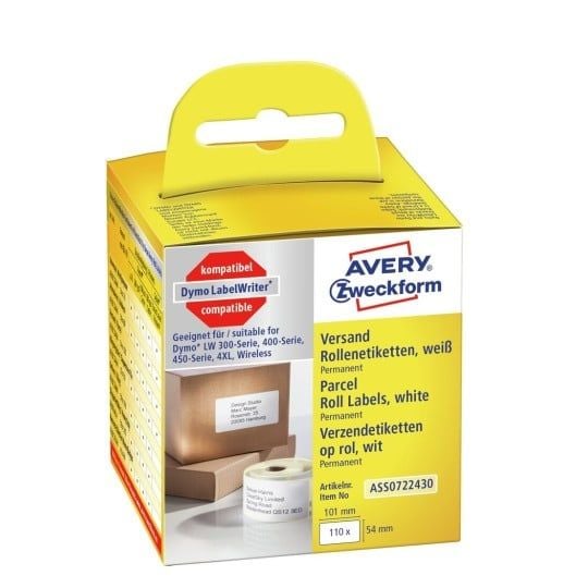 Avery Zweckform - Papir - permanet adhesiv - hvit - 54 x 101 mm 110 etikett(er) (1 rull(er) x 110) rektangulære etiketter
