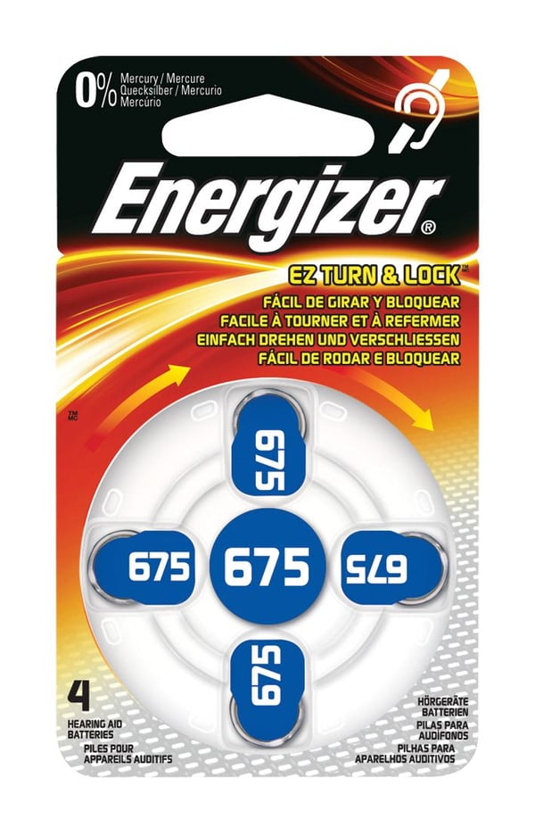 Batterier Energizer 675, til høreapparat, pakke a 4 stk.