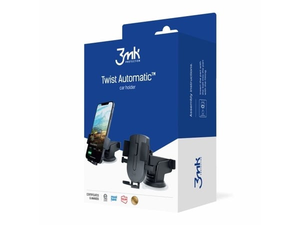 3MK Twist Automatic Car Holder, Mobiltelefon / smartphone, Passiv hållare, Bil, Svart
