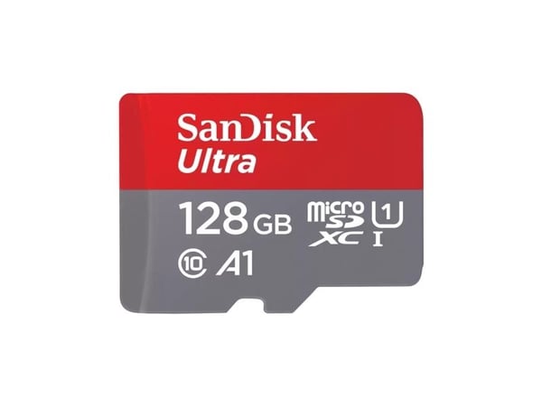 SanDisk Ultra - Flashminnekort (microSDXC til SD-adapter inkludert) - 128 GB - A1 / UHS-I U1 / Class10 - microSDXC UHS-I