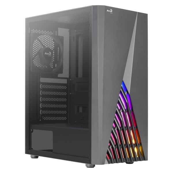 Aerocool PGS Delta - Mid tower - ATX - genomskinlig sidopanel (akryl) - ingen strömförsörjning (ATX) - svart - USB/ljud