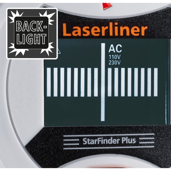 Laserliner StarFinder Plus, Strömförande kabel, Trä, Metall, Svart, Vit, 4 cm, 4 cm, 6LR61, 9 V