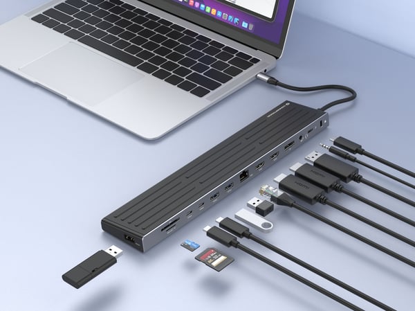 Conceptronic DONN32B, Koblet med ledninger (ikke trådløs), USB 3.2 Gen 1 (3.1 Gen 1) Type-C, 100 W, 3,5 mm, 10,100,1000 Mbit/s, IEEE 802.3ab