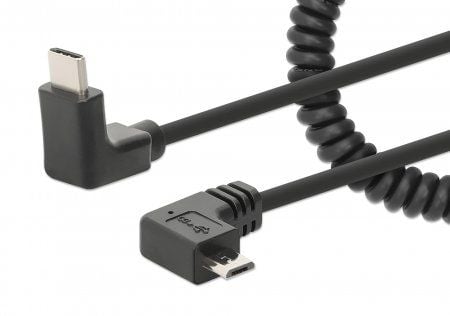 Manhattan 356244, 1 m, USB C, Micro-USB B, Svart