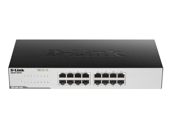 D-Link GO-SW-16G - Switch - ikke-styrt - 16 x 10/100/1000 - stasjonær, rackmonterbar