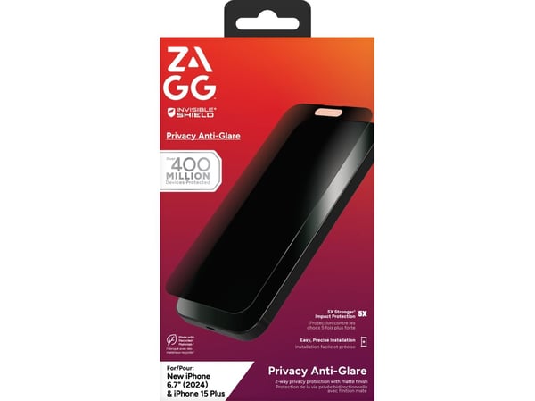 InvisibleShield Glass Elite Privacy Anti-Glare, Apple, iPhone 16/iPhone 15, Antibakteerinen, Pölynkestävä, Naarmuuntumaton, 1 kpl