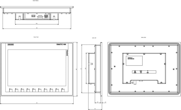 Siemens 6AV2123-2MA03-0AX0, 30,5 cm (12"), 800 x 1280 piksler, Resistive, 330 mm, 245 mm, 2,05 kg