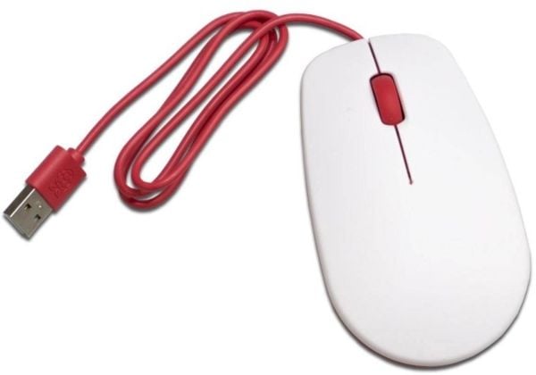 Raspberry Pi - Hiiri - oikea- ja vasenkätinen - optinen - 3 painiketta - langallinen - USB - valkoinen, punainen
