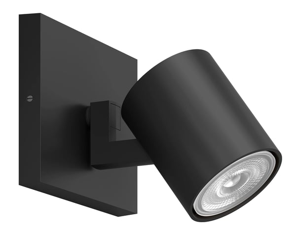 Philips Runner-spotlys til tak/vegg, Overflateegnet, GU10, 1 ampuller, LED, 220-240 V, Svart