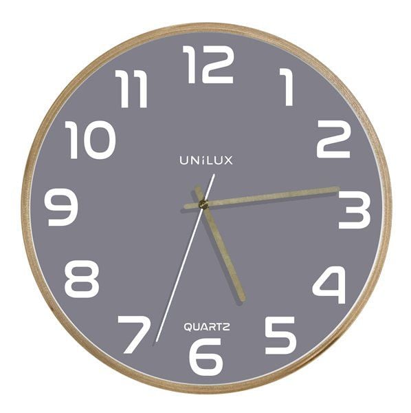 Vægur Unilux Baltic - grå - lydløs - diameter 31,5 cm