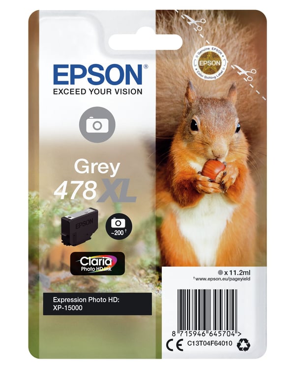 Epson 478XL - 11.2 ml - hög kapacitet - grå - original - bläckpatron - för Expression Home HD XP-15000