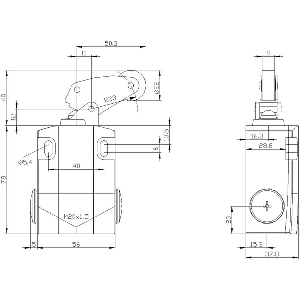 Siemens 3SE5122-0BF01, Metall, IP66, IP67, Cuboid, 54 mm, 92 mm, 149 mm