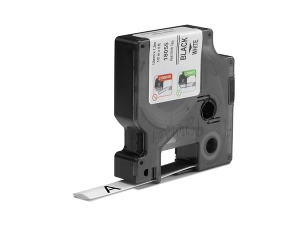 DYMO - Polyolefin - svart på hvitt - Rull (1,2 cm x 1,5 m) 1 rull(er) hylser - for Rhino 4200, 6000, 6000 Hard Case Kit