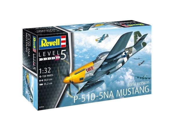 Revell P-51D Mustang, Luftfarkostmodell med fast vinge, Monteringssats, 1:32, P-51D Mustang, Hankoppling, Plast