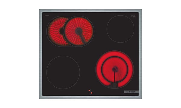 Bosch Serie | 4 NKN645GA2E - Keramisk komfyrtopp - 4 plater - Nisje - bredde: 56 cm - dybde: 49 cm - med pynt av rustfritt stål - svart