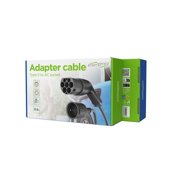 Adapter cable Type 2 (m) to French socket (f), 3.7 kW, 0.5 m