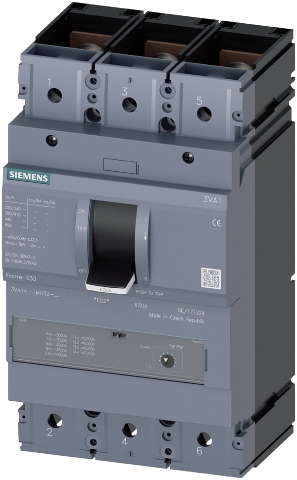 Siemens 3VA1440-5MH32-0AA0 -katkaisija, 1 kpl. Säätöalue (virta): 400 A (maks.) Kytkentäjännite (maks.): 690 V/AC (L x K x S) 138 x 248 x 110 mm, IP40