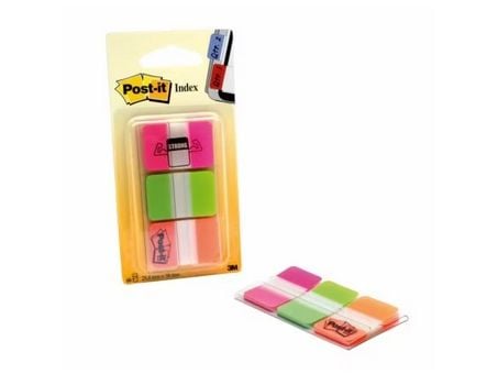 Post-it Index 686-PGO - Lapper med dispenser - 25.4 x 38 mm - 66 ark (3 x 22) - rosa, grønn, oransje