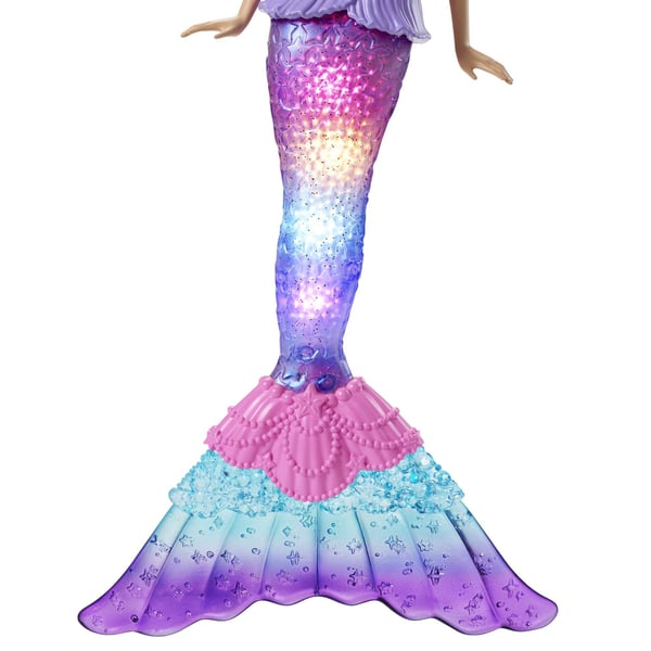 Barbie Dreamtopia Twinkle Lights Mermaid -nukke, jossa valotehoste, 3–7-vuotiaille, Muotinukke, Naaras, 3 vuosi/vuosia, Tyttö, 365 mm, 163 g