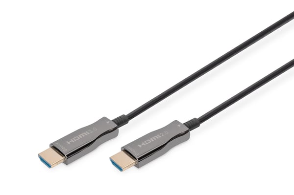 DIGITUS - Premium High Speed - HDMI-kabel med Ethernet - HDMI hann til HDMI hann - 20 m - dobbeltisolert - svart - 4K-støtte, aktiv optisk hybridkabel
