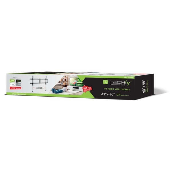 TECHly - Kiinnityssarja (seinäkiinnike) - kiinteä - LCD-TV:lle/kaarevalle LCD-TV:lle - lukittava - musta - näytön koko: 43"-90"