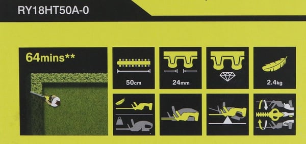 Ryobi RY18HT50A-0 Hækkeklipper - 18V - Uden batteri og oplader - SOLO