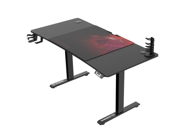 Ultradesk LEVEL V2 gamingbord 140 x 68 cm, 72–117 cm, svart/röd