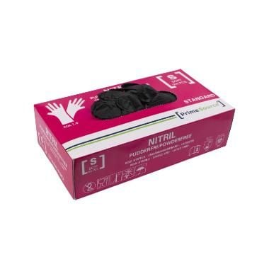 Handske Engangs Prime Source STANDARD str S Nitril uden Pudder Sort AQL 1.5,100 stk/pk