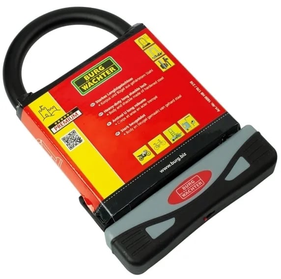 BURG-WÄCHTER 1600 HB 170/210, U-lukko, Musta, Harmaa, Muovi, Avain, 1,52 kg, 2 kpl