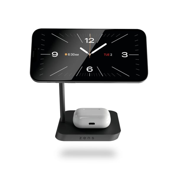 ZENS Office Charger 2 - Trådlös laddningsplatta/laddningsstativ + växelströmsadapter - 20 Watt - Apple Fast Charge - svart