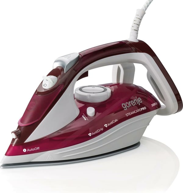 Gorenje SIH3000RBC, Höyrysilitysrauta, Keraaminen pohjalevy, 2,5 m, 105 g/min, Punainen, 40 g/min