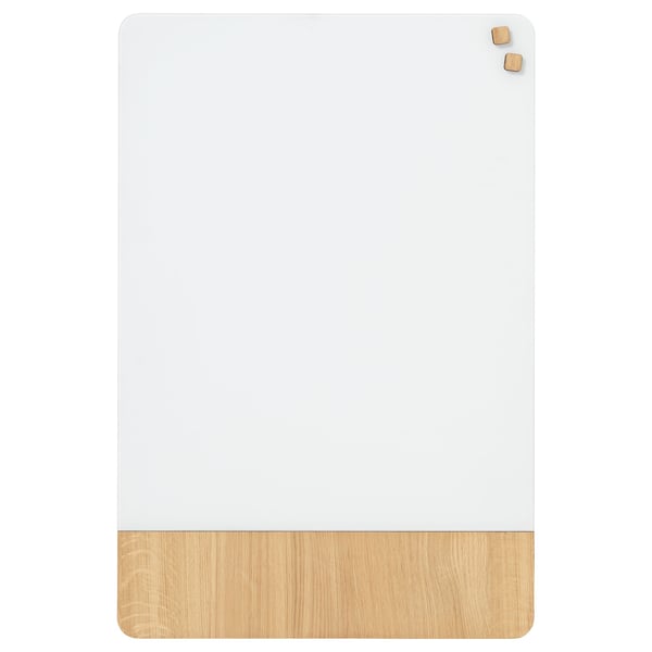 Magnetisk NAGA glastavle 60x80 cm mat glas hvid med egefiner