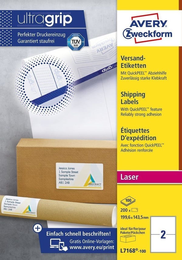 Avery - Hvit - 199.6 x 143.5 mm 200 etikett(er) (100 ark x 2) adresselapper