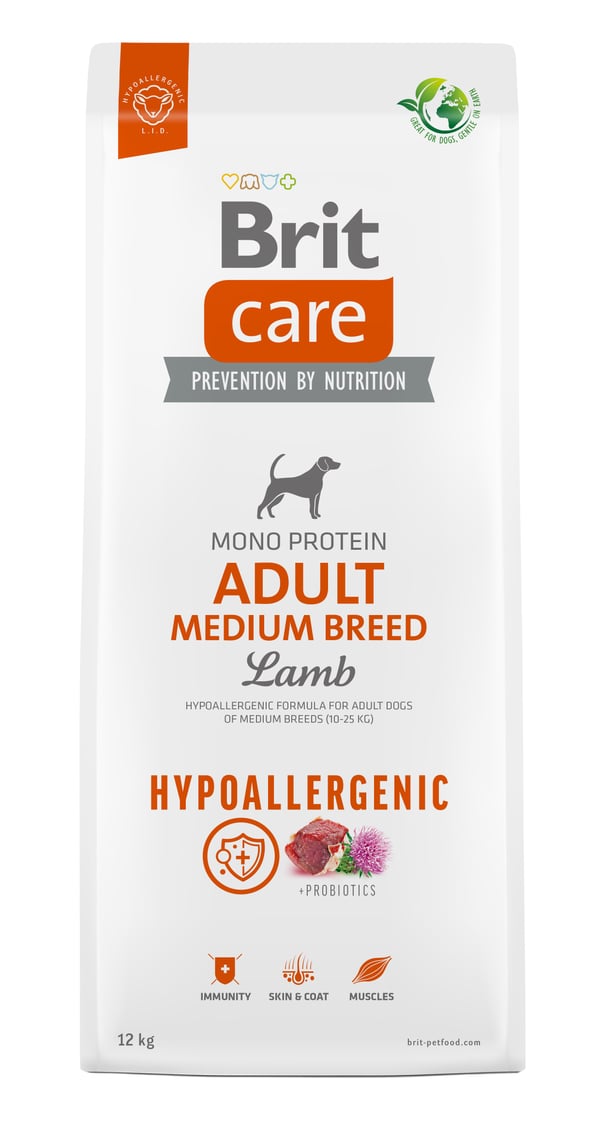 BRIT Care Hypoallergenic tørrfôr til voksen hund, mellomstore raser, lam 12 kg