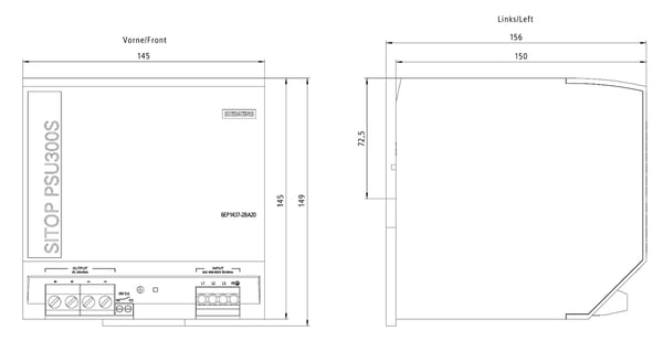 Siemens 6EP1437-2BA20, Sisätila, IP20, Monivärinen, CE, RoHS, REACH, 145 mm, 145 mm