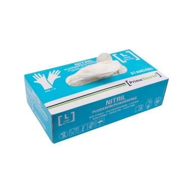 Engangshandske Prime Source STANDARD str. L uden pudder Nitril AQL 1.5 hvid - (100 stk.)