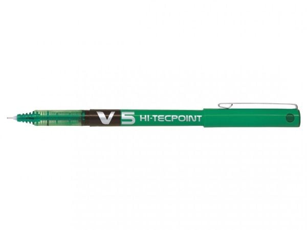 Pilot Hi-Tecpoint V5 - Kulepenn - grønn - vannbasert blekk - 0,5 mm - ekstra fin - (12 stk.)