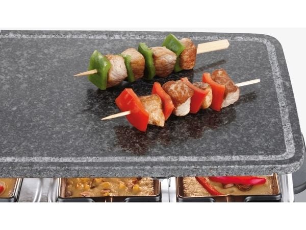 Severin Raclette-Grill Naturstein RG2374, 8 personer, Plast, Rostfritt stål, Sten, Svart, Rostfritt stål, Rektangulär, Sten, 485 x 240 mm