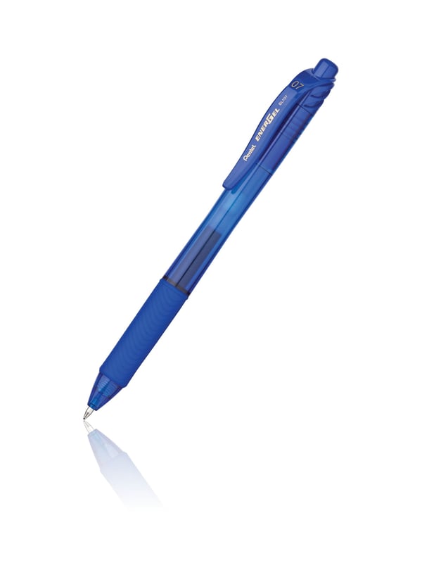 Pentel Energel X, Sisäänvedettävä geelikynä, Sininen, Sininen, Läpikuultava, Muovi, Kumi, Kumi, Molempikätinen