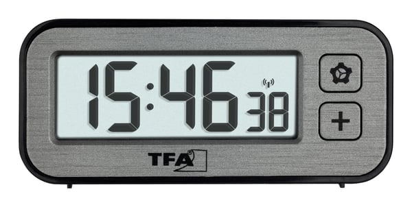 TFA-Dostmann 60.2522.10, Digitaalinen herätyskello, Suorakulmio, musta, Harmaa, Sisätila, Aikuinen, 0 - 50 °C