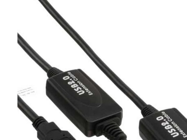 InLine 15m USB 2.0 A m/f, 15 m, USB A, USB 2.0, hane/kvinna, Svart