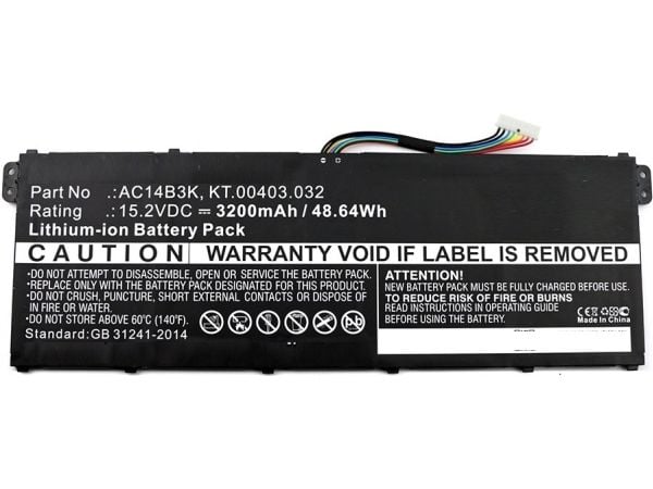 CoreParts - Batteri til bærbar PC - litiumion - 3200 mAh - 48.6 Wh - svart - for Acer Aspire ES1