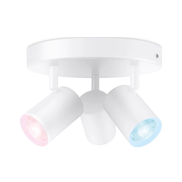 WiZ infälld spotlight Imageo Round vit 3 spots - Smart LED - färgat & vitt ljus - GU10 - 3x 5W - Wi-Fi