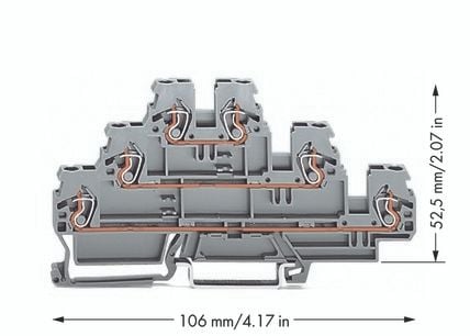 Wago skinneklemme 3-nivå 2,5mm2 grå (870-551)